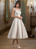 Miah Ball-Gown/Princess Sweetheart Tea-Length Tulle Wedding Dress With Sequins STAP0013791