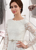 Kassidy A-Line Scoop Neck Court Train Chiffon Wedding Dress With Beading STAP0013800