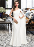 Claire Sheath/Column One-Shoulder Floor-Length Stretch Crepe Wedding Dress STAP0013801