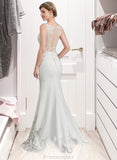 Justine Trumpet/Mermaid V-neck Court Train Stretch Crepe Wedding Dress STAP0013803