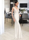 Teresa Sheath/Column V-neck Court Train Wedding Dress With Sequins STAP0013807