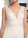 Teresa Sheath/Column V-neck Court Train Wedding Dress With Sequins STAP0013807