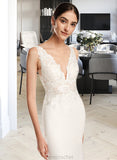 Teresa Sheath/Column V-neck Court Train Wedding Dress With Sequins STAP0013807