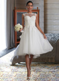 Esmeralda A-Line Illusion Asymmetrical Tulle Wedding Dress With Ruffle STAP0013808