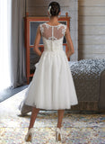 Esmeralda A-Line Illusion Asymmetrical Tulle Wedding Dress With Ruffle STAP0013808