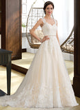 Shaniya Ball-Gown/Princess Sweetheart Court Train Tulle Wedding Dress With Beading Sequins STAP0013813