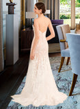 Melanie Trumpet/Mermaid V-neck Court Train Wedding Dress With Lace STAP0013814