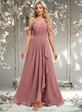 Alisson A-line Cold Shoulder Asymmetrical Chiffon Bridesmaid Dress STAP0025823