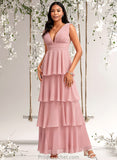 Wendy A-line V-Neck Floor-Length Chiffon Bridesmaid Dress STAP0025749