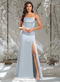 Mariam Trumpet/Mermaid Off the Shoulder Square Floor-Length Satin Prom Dresses With Ruffle STAP0025883