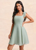 Taryn A-line Square Short Chiffon Homecoming Dress With Bow STAP0025655