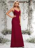 Luciana Trumpet/Mermaid V-Neck Floor-Length Chiffon Bridesmaid Dress STAP0025825