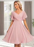 Jode A-line V-Neck Knee-Length Chiffon Homecoming Dress STAP0025702