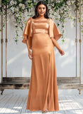 Andrea A-line Square Floor-Length Stretch Satin Bridesmaid Dress STAP0025765