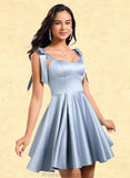 Jean A-line Sweetheart Short Satin Homecoming Dress With Bow STAP0025678