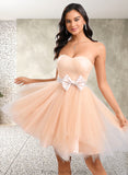 Kayla Ball-Gown/Princess Sweetheart Short Tulle Homecoming Dress With Bow STAP0025719