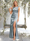 Tara A-line Scoop Cowl Floor-Length Stretch Satin Prom Dresses STAP0025878