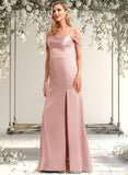 Jaylyn A-line Cold Shoulder Floor-Length Stretch Satin Bridesmaid Dress STAP0025747