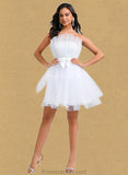 Molly Ball-Gown/Princess Asymmetrical Short Tulle Homecoming Dress With Bow STAP0025709