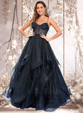 Viviana Ball-Gown/Princess V-Neck Floor-Length Tulle Prom Dresses STAP0025863