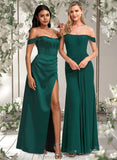 Jennifer A-line Off the Shoulder Floor-Length Satin Bridesmaid Dress STAP0025743