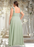 Alexandra A-line Square Floor-Length Chiffon Prom Dresses With Bow STAP0025876