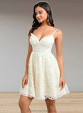 Tamia A-line V-Neck Short Lace Homecoming Dress STAP0025708