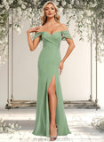 Kendall Trumpet/Mermaid Off the Shoulder V-Neck Floor-Length Chiffon Bridesmaid Dress STAP0025810