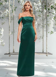 Diana Sheath/Column Off the Shoulder Floor-Length Satin Bridesmaid Dress STAP0025815