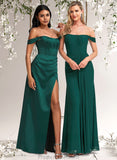 Areli A-line Off the Shoulder Floor-Length Chiffon Bridesmaid Dress STAP0025744