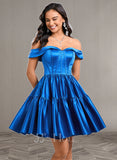 Emilie Ball-Gown/Princess Off the Shoulder Short Satin Homecoming Dress STAP0025680