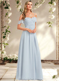 Anne A-line Cold Shoulder Floor-Length Chiffon Bridesmaid Dress With Ruffle STAP0025723