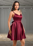 Vivian Ball-Gown/Princess V-Neck Short Satin Homecoming Dress With Bow STAP0025662