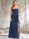 Jill A-line Square Floor-Length Chiffon Bridesmaid Dress With Ruffle STAP0025732