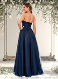 Theresa Ball-Gown/Princess Sweetheart Sweep Train Tulle Prom Dresses With Beading Sequins STAP0025848