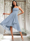 Kyra A-line Cowl Asymmetrical Chiffon Bridesmaid Dress With Ruffle STAP0025727