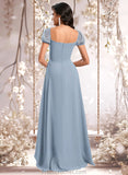 Sue A-line Square Floor-Length Chiffon Prom Dresses With Ruffle STAP0025872