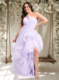 Olympia Ball-Gown/Princess Asymmetrical One Shoulder Floor-Length Tulle Prom Dresses STAP0025867