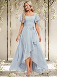 Sandy A-line Square Asymmetrical Chiffon Bridesmaid Dress STAP0025796