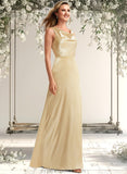 Kaylie A-line Cowl Floor-Length Stretch Satin Bridesmaid Dress STAP0025764