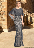 Ayana Sheath/Column Scoop Floor-Length Chiffon Lace Mother of the Bride Dress With Beading Flower Sequins STAP0021722