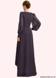 Dixie A-line V-Neck Asymmetrical Chiffon Mother of the Bride Dress With Beading Cascading Ruffles Sequins STAP0021893