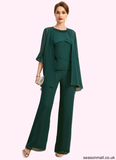 Suzanne Jumpsuit/Pantsuit Separates Scoop Floor-Length Chiffon Mother of the Bride Dress With Beading Sequins STAP0021913