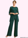 Suzanne Jumpsuit/Pantsuit Separates Scoop Floor-Length Chiffon Mother of the Bride Dress With Beading Sequins STAP0021913