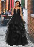 Erin Ball-Gown/Princess Sweetheart Floor-Length Tulle Prom Dresses With Appliques Lace Sequins STAP0022220