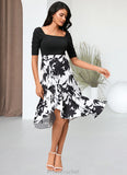 Phoebe A-line Square Asymmetrical Polyester Cocktail Dress With Cascading Ruffles STAP0022292