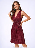 Victoria A-line V-Neck Knee-Length Sequin Cocktail Dress With Sequins STAP0022300