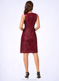 Victoria A-line V-Neck Knee-Length Sequin Cocktail Dress With Sequins STAP0022300