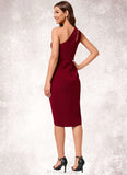 Tania Sheath/Column One Shoulder Asymmetrical Stretch Crepe Cocktail Dress With Ruffle STAP0022308