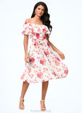 Gwendolyn A-line Off the Shoulder Knee-Length Chiffon Cocktail Dress With Bow STAP0022337